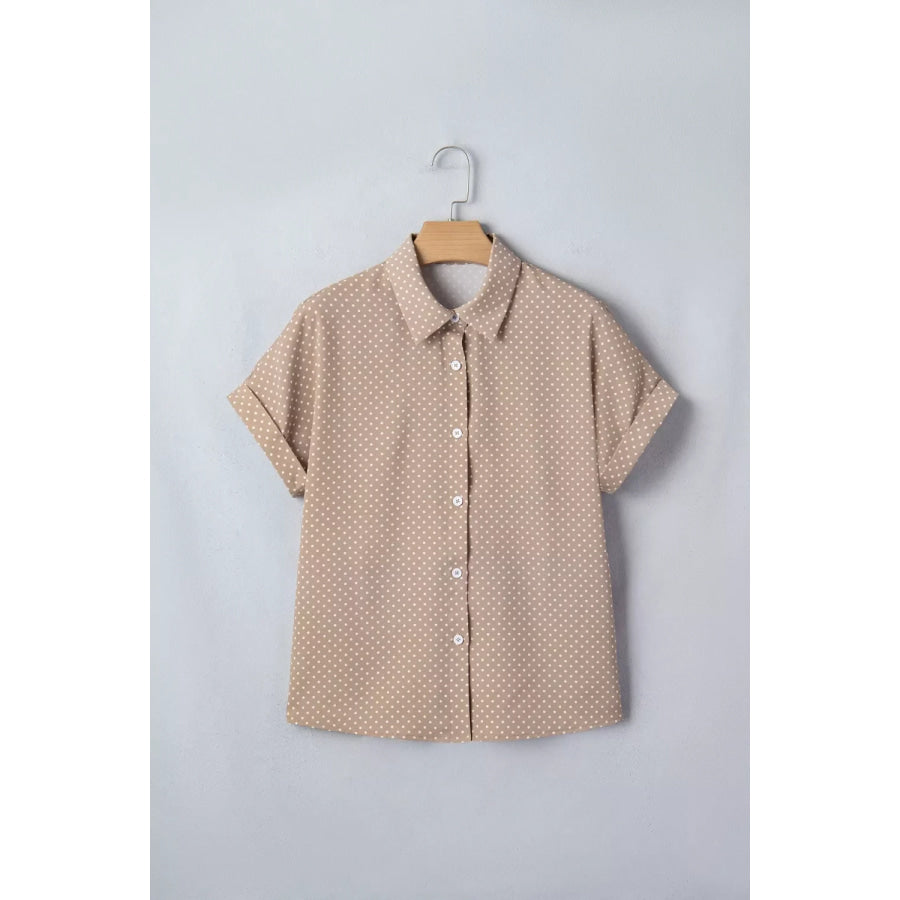 Polka Dot Print Short Sleeve Shirt Apparel and Accessories