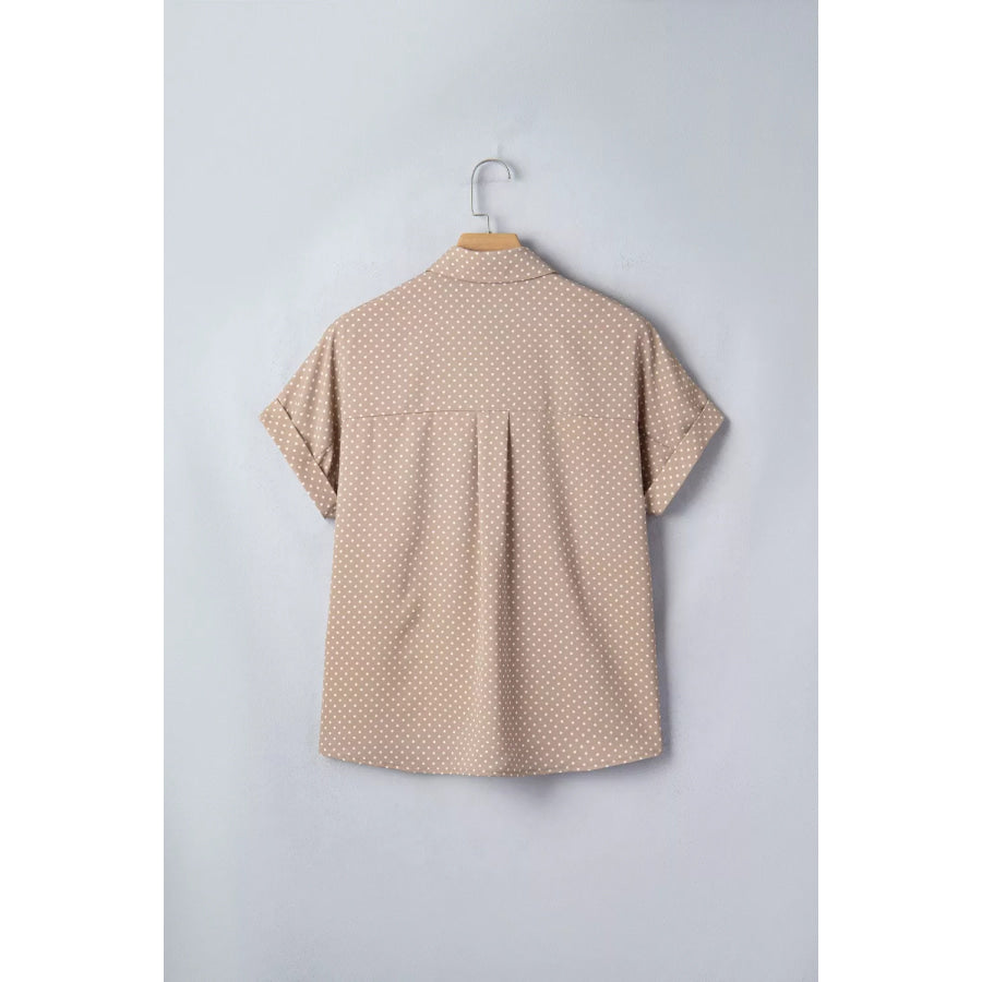Polka Dot Print Short Sleeve Shirt Apparel and Accessories