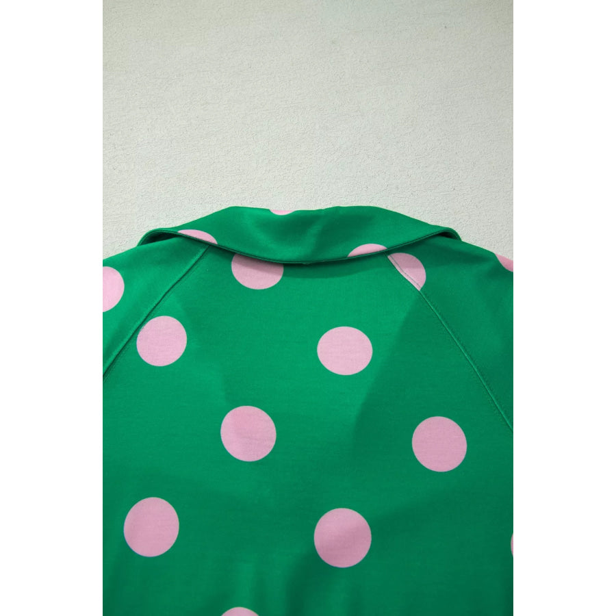 Polka Dot Print V Neck Tee Short Set Apparel and Accessories