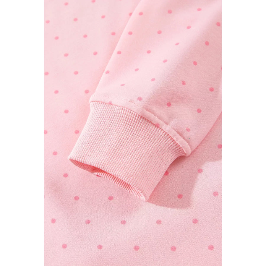 Polka Dot Printed Oversized Hoodie Casual Shorts 2pcs Set Apparel and Accessories