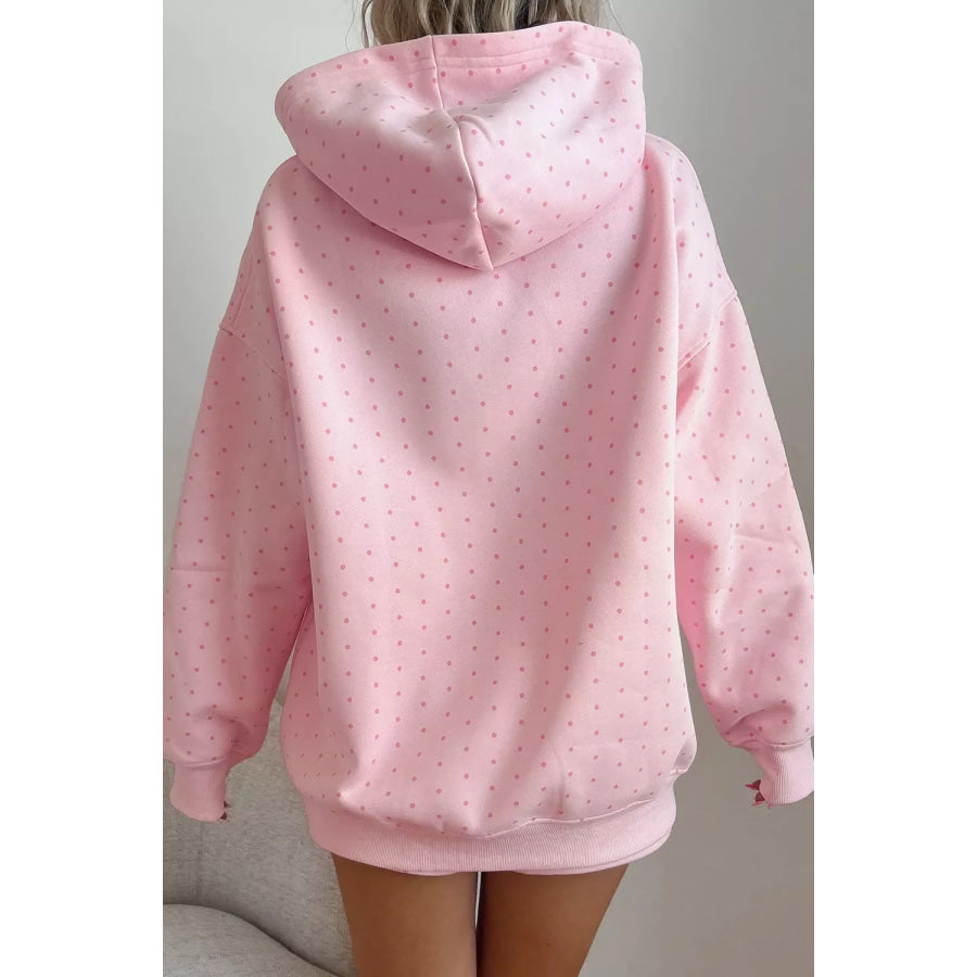 Polka Dot Printed Oversized Hoodie Casual Shorts 2pcs Set Blush Pink / S Apparel and Accessories