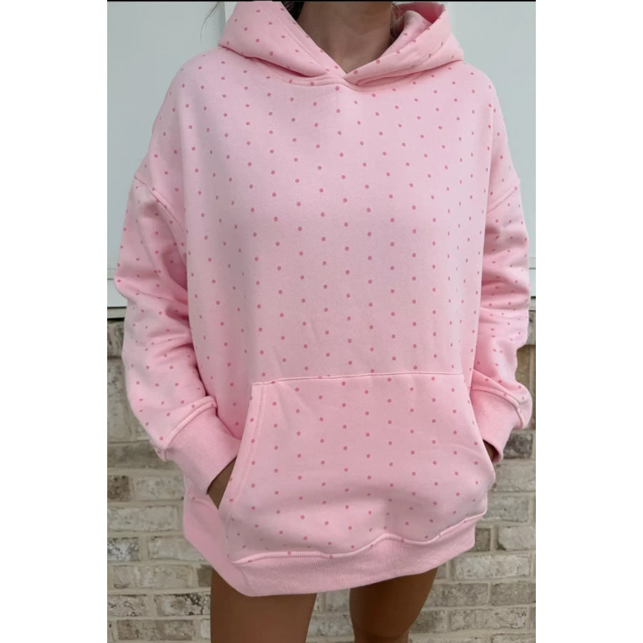 Polka Dot Printed Oversized Hoodie Casual Shorts 2pcs Set Apparel and Accessories
