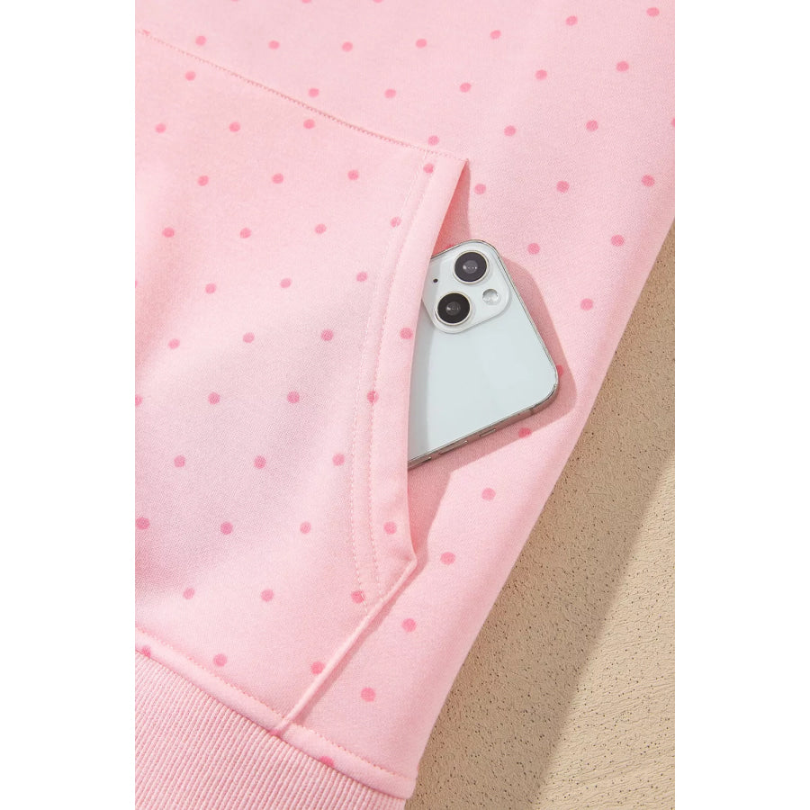 Polka Dot Printed Oversized Hoodie Casual Shorts 2pcs Set Apparel and Accessories