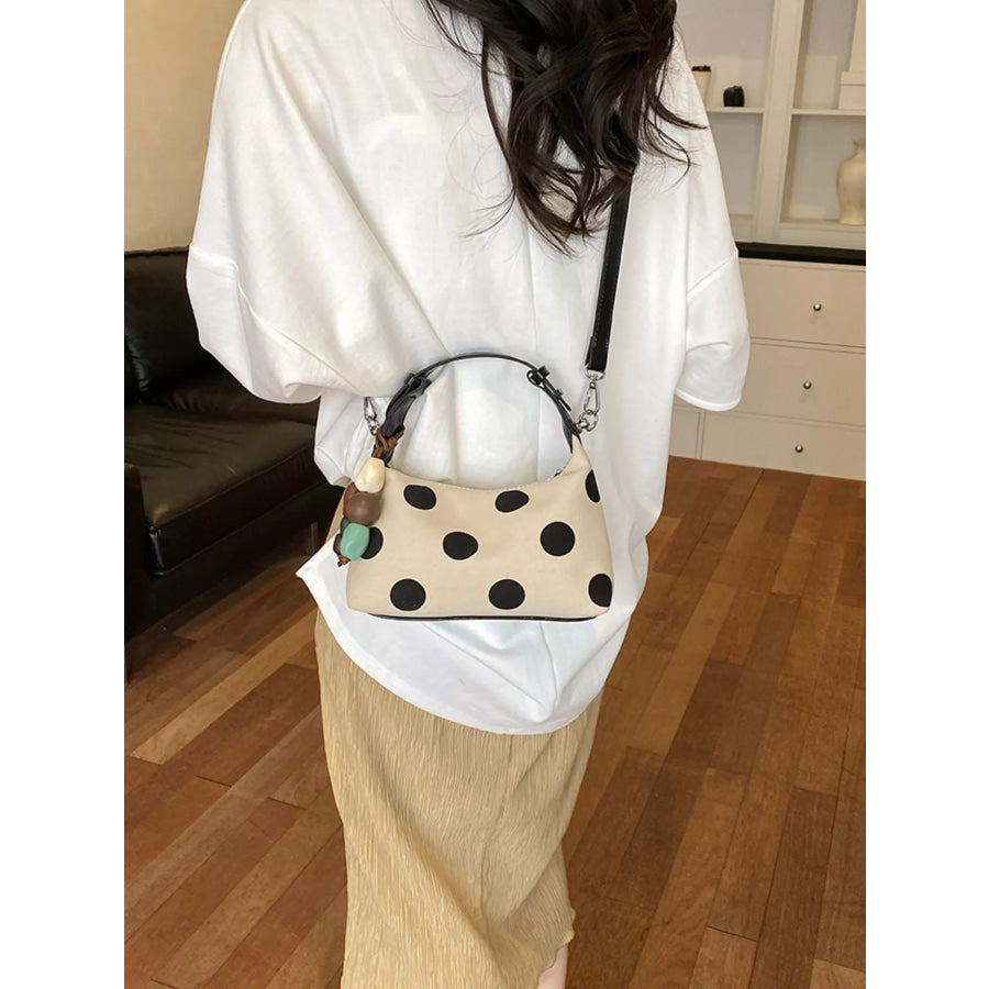 Polka Dot PU Leather Handbag White / One Size Apparel and Accessories