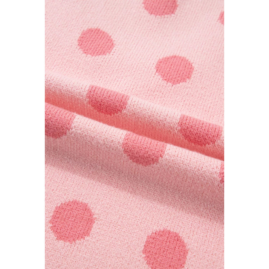 Polka Dot Puff Short Sleeve Sweater Top Apparel and Accessories