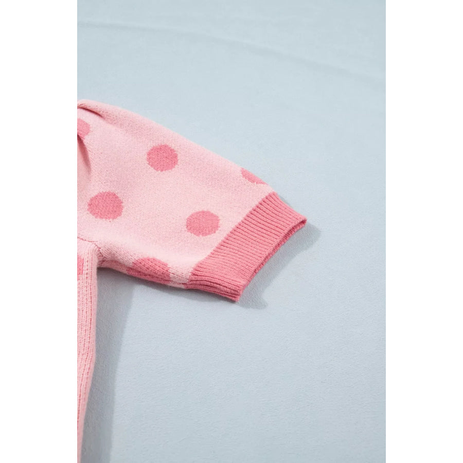 Polka Dot Puff Short Sleeve Sweater Top Apparel and Accessories