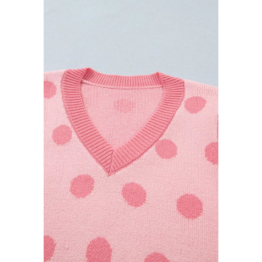 Polka Dot Puff Short Sleeve Sweater Top Apparel and Accessories