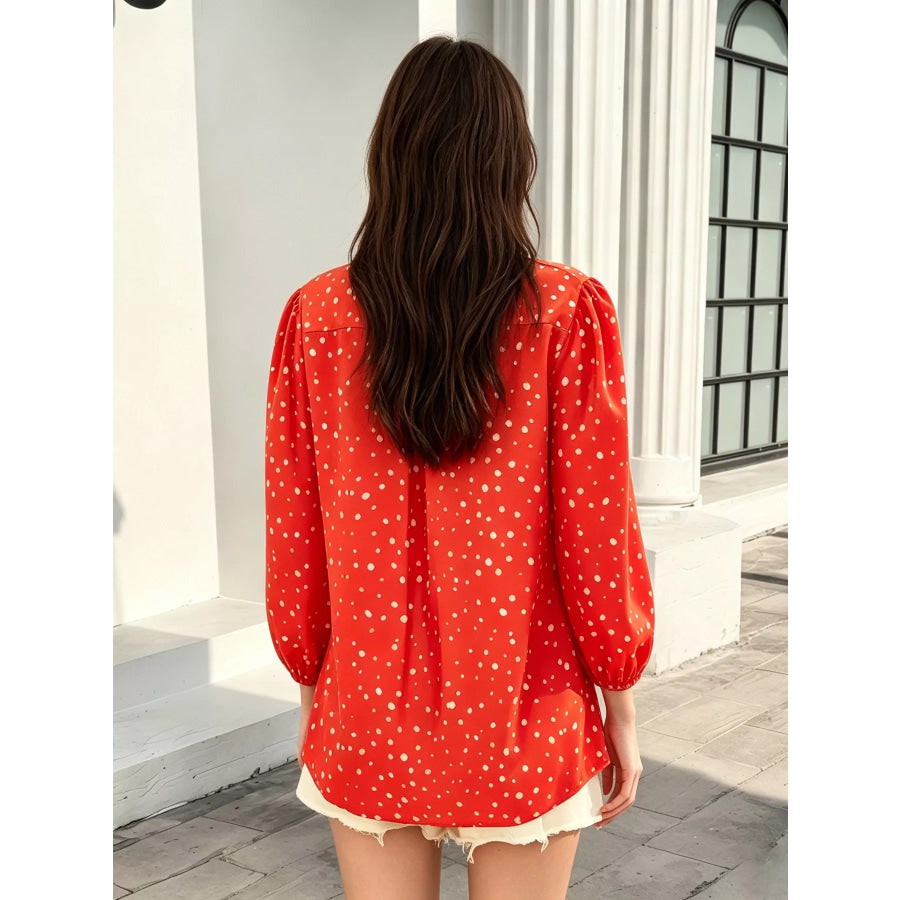 Polka Dot Puff Sleeve Shirt Apparel and Accessories