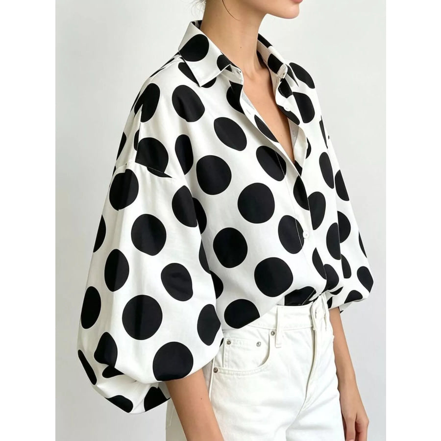 Polka Dot Puff Sleeve Shirt Apparel and Accessories
