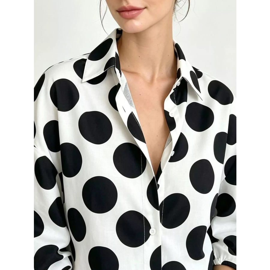 Polka Dot Puff Sleeve Shirt Apparel and Accessories