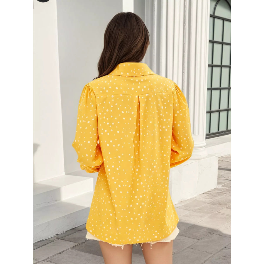 Polka Dot Puff Sleeve Shirt Apparel and Accessories