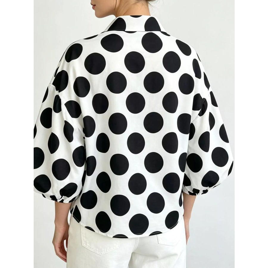 Polka Dot Puff Sleeve Shirt Apparel and Accessories