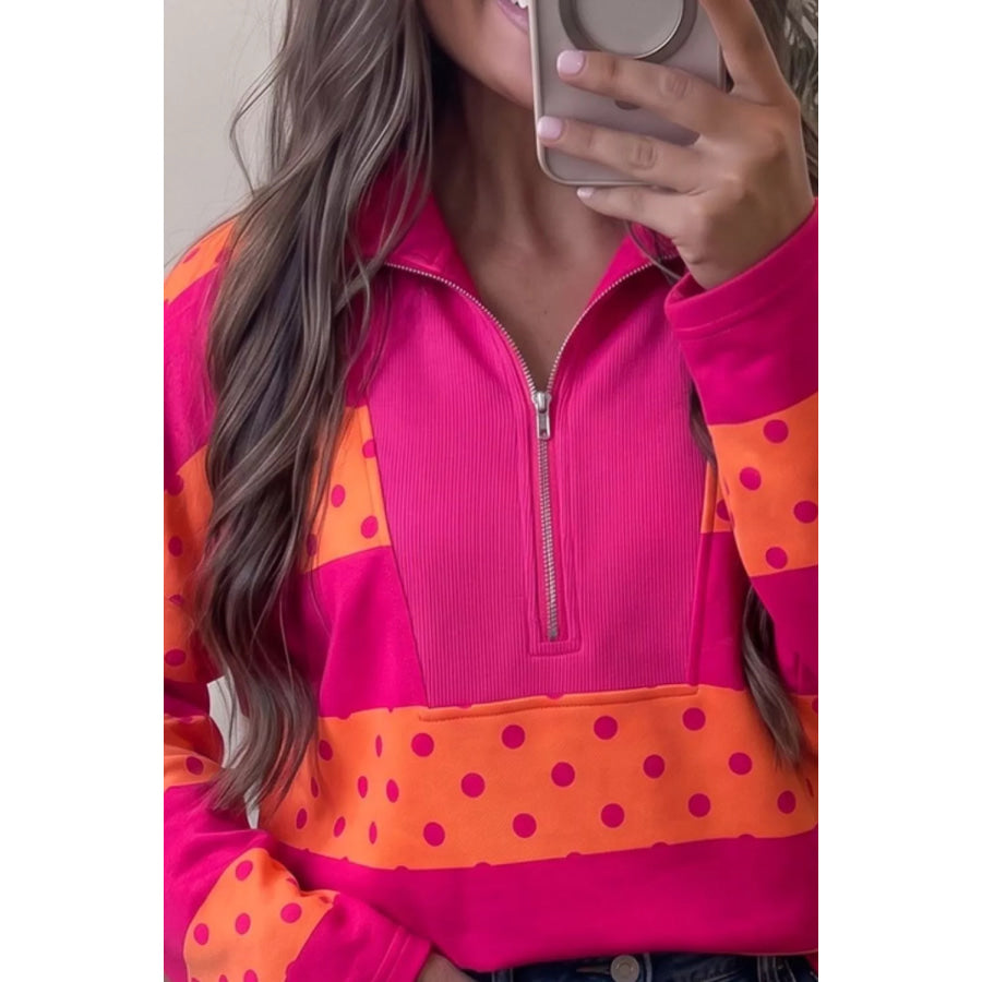 Polka Dot Quarter-Zip Sweatshirt Apparel and Accessories