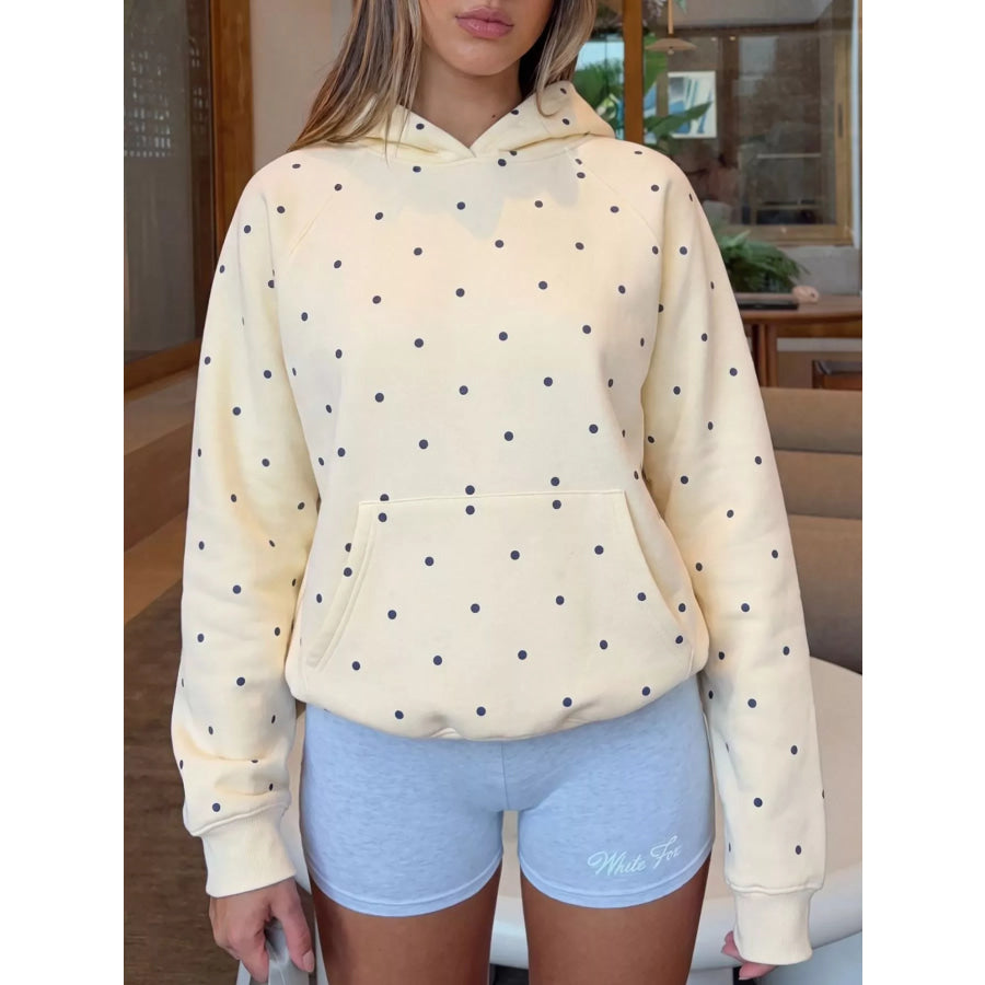 Polka Dot Raglan Sleeve Hoodie Apparel and Accessories
