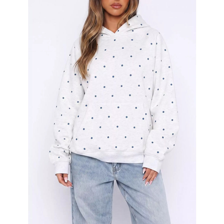 Polka Dot Raglan Sleeve Hoodie Apparel and Accessories