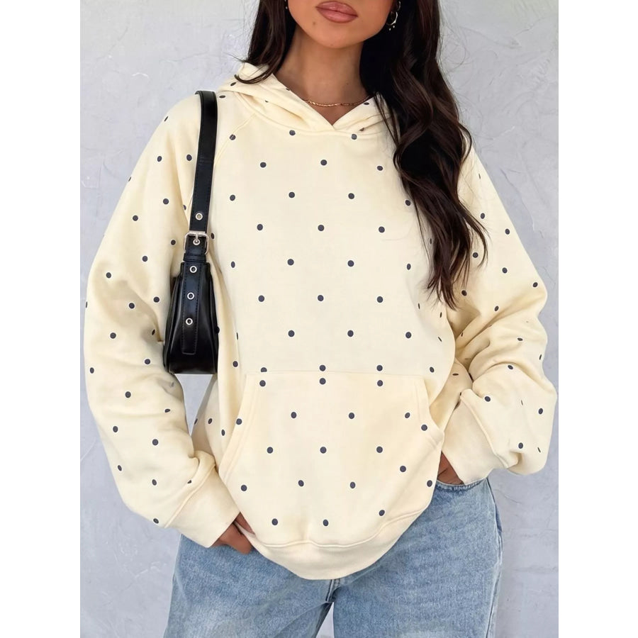 Polka Dot Raglan Sleeve Hoodie Apparel and Accessories