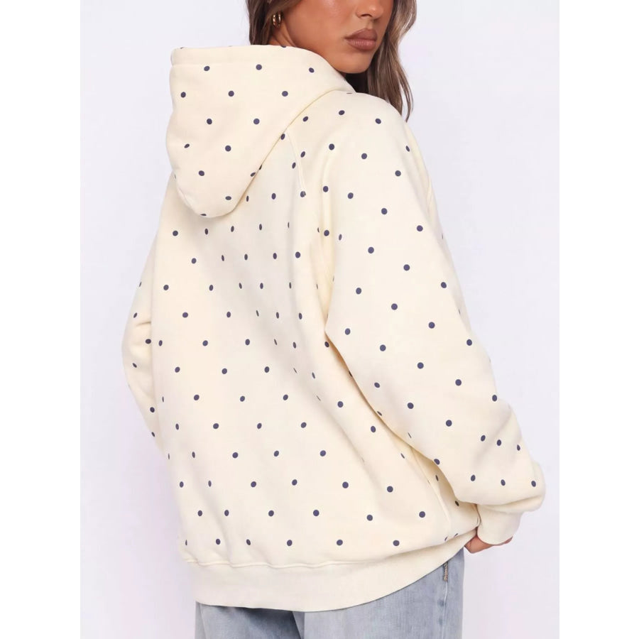 Polka Dot Raglan Sleeve Hoodie Apparel and Accessories