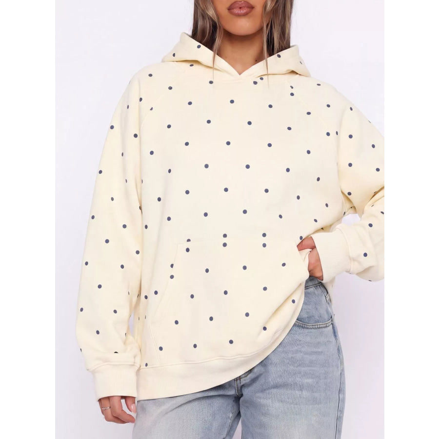 Polka Dot Raglan Sleeve Hoodie Apparel and Accessories