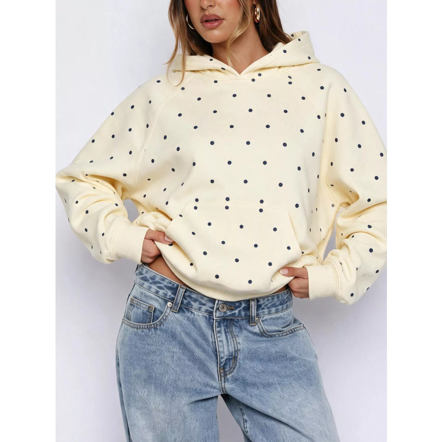 Polka Dot Raglan Sleeve Hoodie Apparel and Accessories