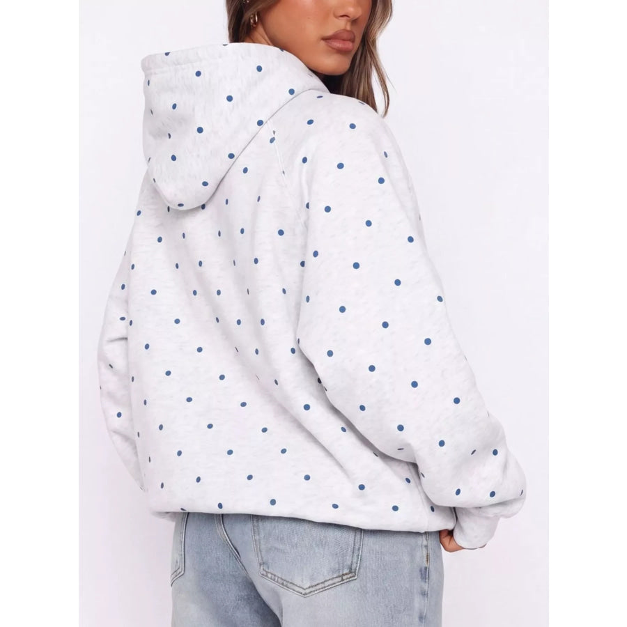 Polka Dot Raglan Sleeve Hoodie Apparel and Accessories