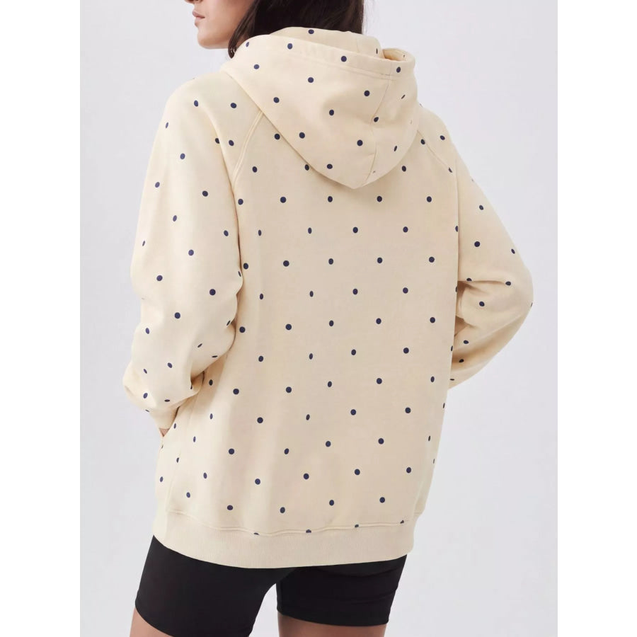 Polka Dot Raglan Sleeve Hoodie Apparel and Accessories