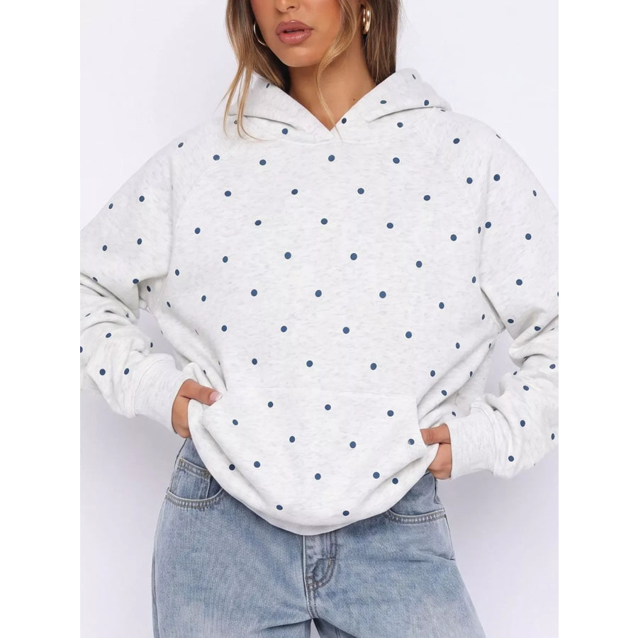 Polka Dot Raglan Sleeve Hoodie Apparel and Accessories