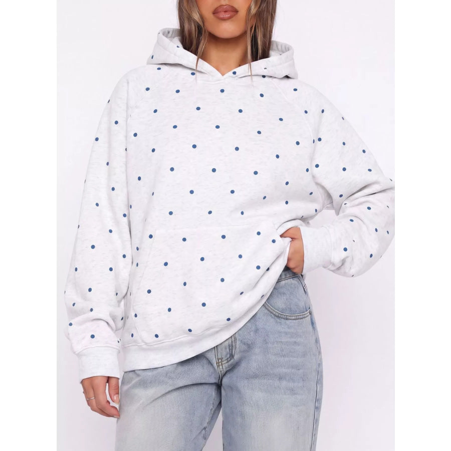 Polka Dot Raglan Sleeve Hoodie Apparel and Accessories