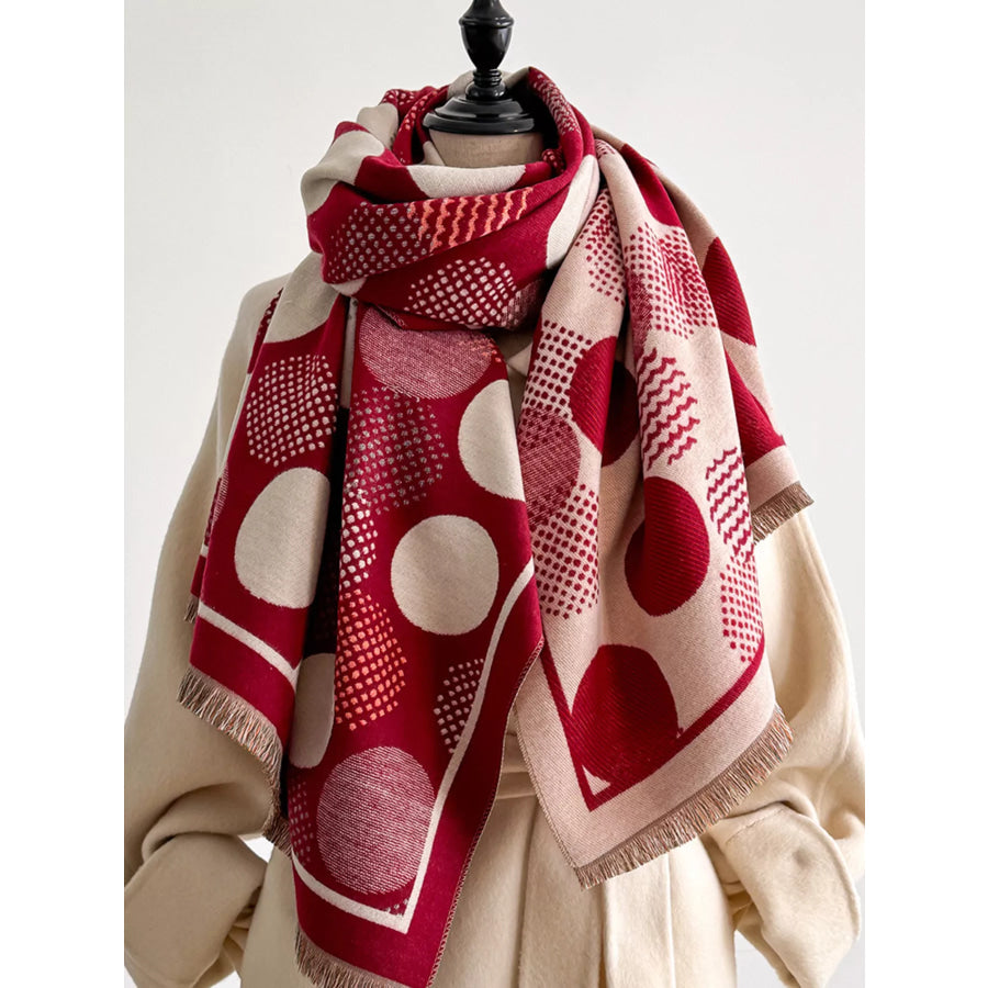 Polka Dot Raw Hem Scarf Apparel and Accessories