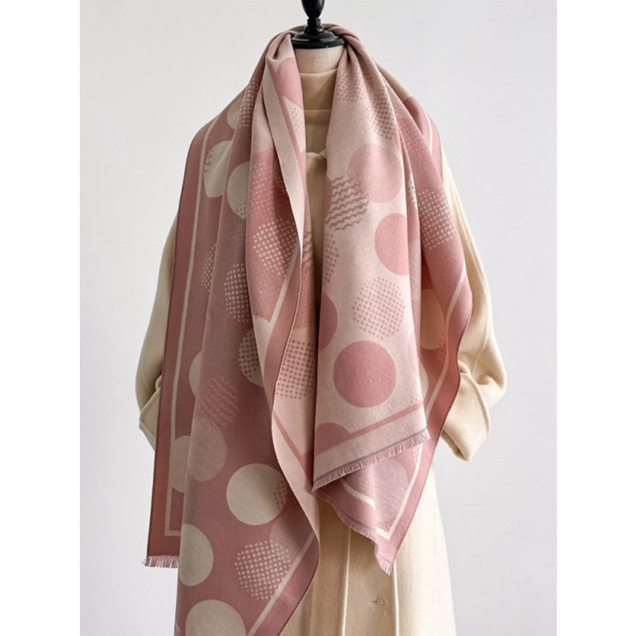 Polka Dot Raw Hem Scarf Dusty Pink / One Size Apparel and Accessories