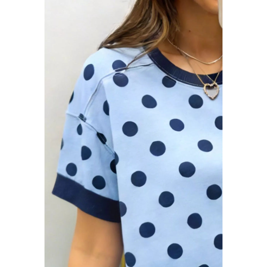 Polka Dot Round Neck Sweater Apparel and Accessories