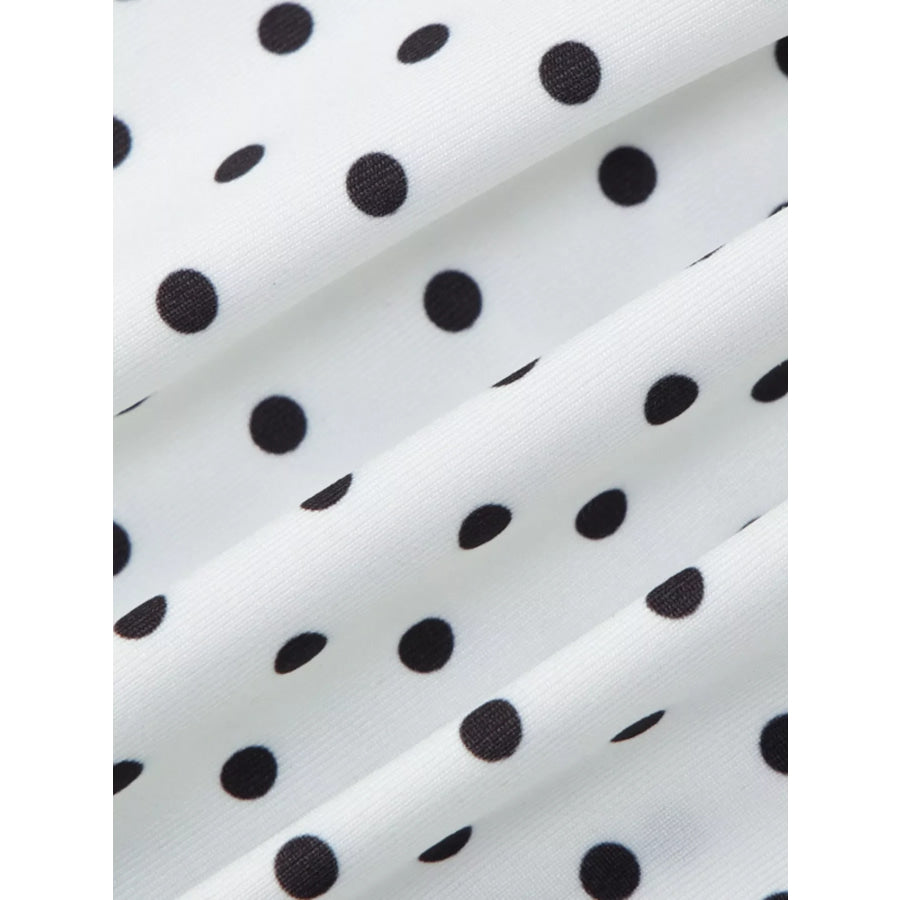 Polka Dot Ruched V-Neck Top Apparel and Accessories