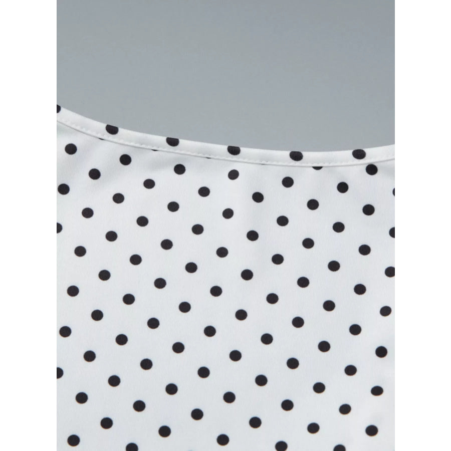 Polka Dot Ruched V-Neck Top Apparel and Accessories