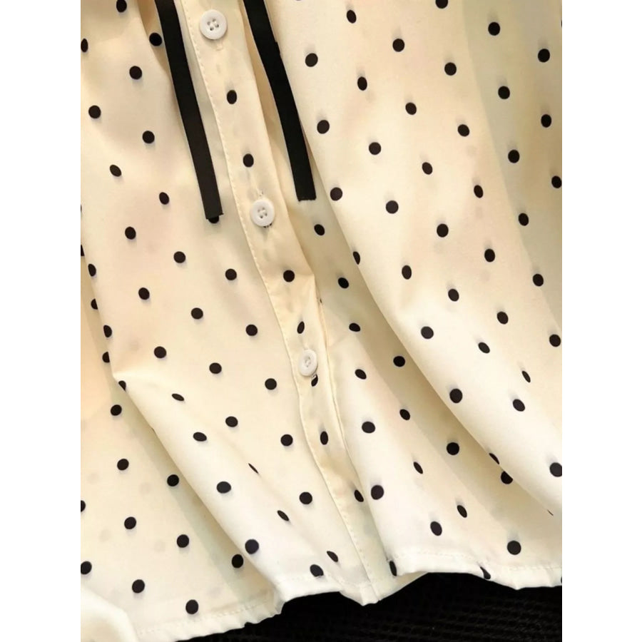 Polka Dot Ruffle Button Up Shirt Apparel and Accessories