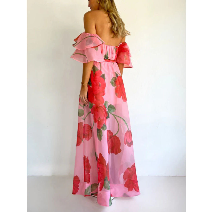 Polka Dot Ruffle Crop Top and Maxi Skirt Set Apparel and Accessories