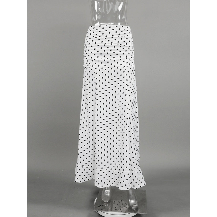 Polka Dot Ruffle Hem Maxi Skirt Apparel and Accessories