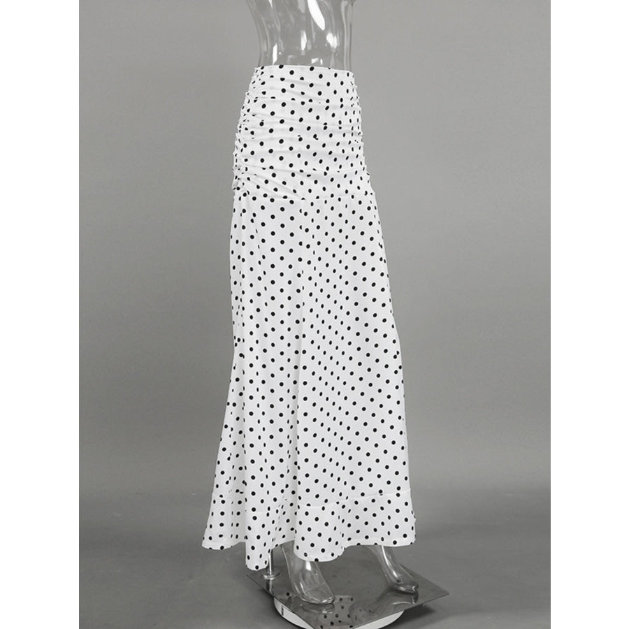 Polka Dot Ruffle Hem Maxi Skirt Apparel and Accessories
