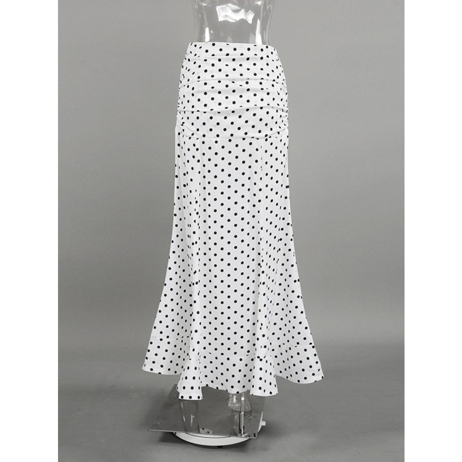 Polka Dot Ruffle Hem Maxi Skirt Apparel and Accessories