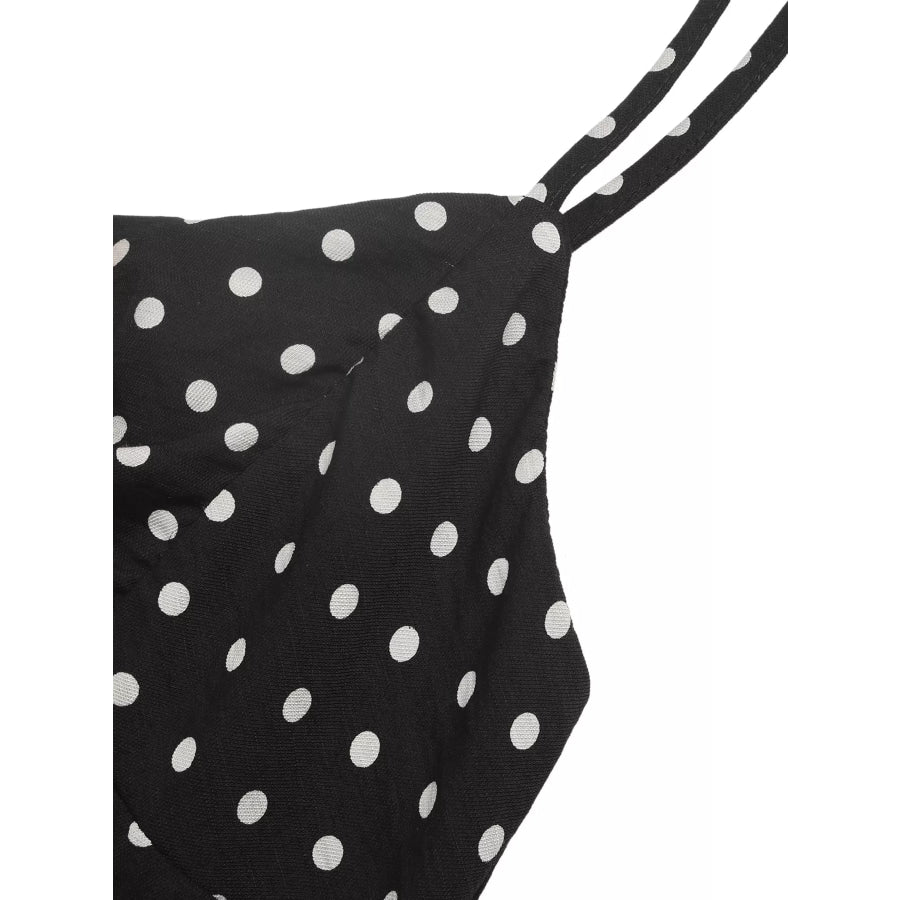 Polka Dot Ruffle Hem Spaghetti Strap Dress Apparel and Accessories