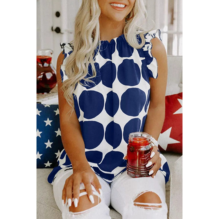 Polka Dot Ruffled Cami Navy / S Apparel and Accessories