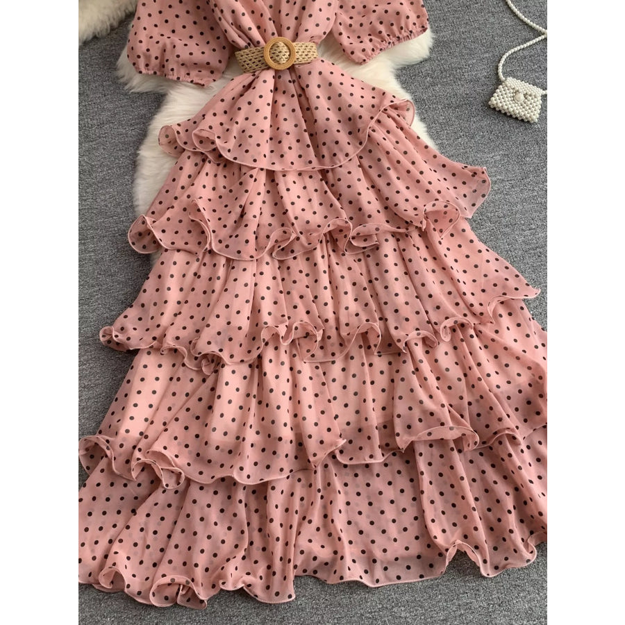 Polka Dot Ruffled Tiered Dress Apparel and Accessories