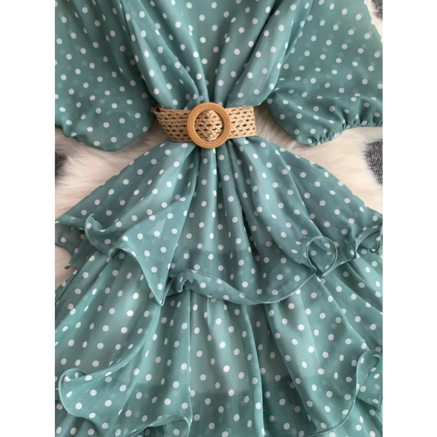 Polka Dot Ruffled Tiered Dress Apparel and Accessories