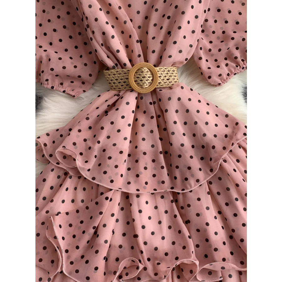 Polka Dot Ruffled Tiered Dress Apparel and Accessories