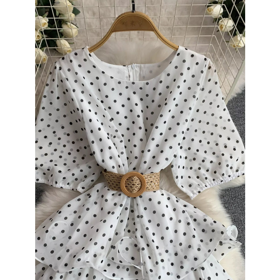 Polka Dot Ruffled Tiered Dress Apparel and Accessories