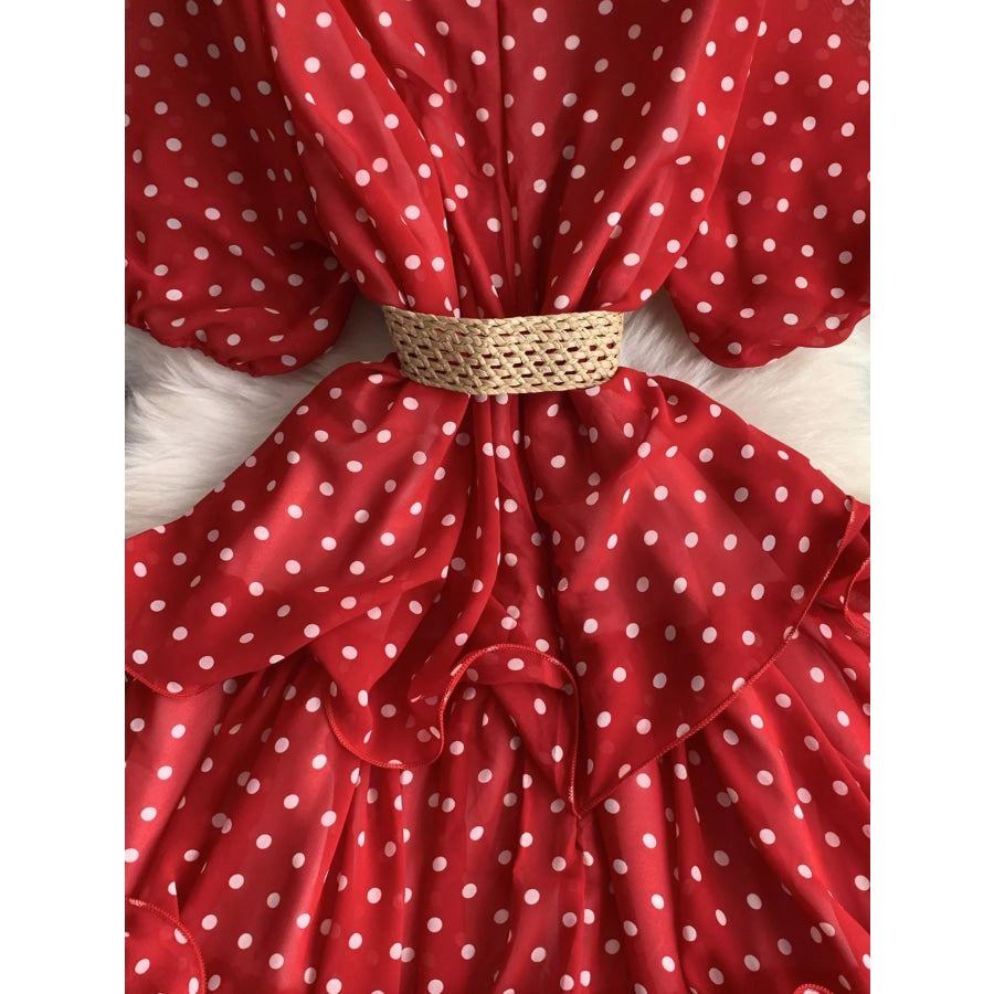 Polka Dot Ruffled Tiered Dress Apparel and Accessories
