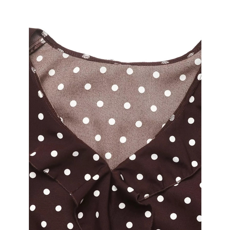 Polka Dot Ruffled V-Neck Bodysuit Apparel and Accessories