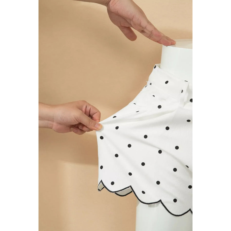 Polka Dot Scalloped Hem Shorts Apparel and Accessories