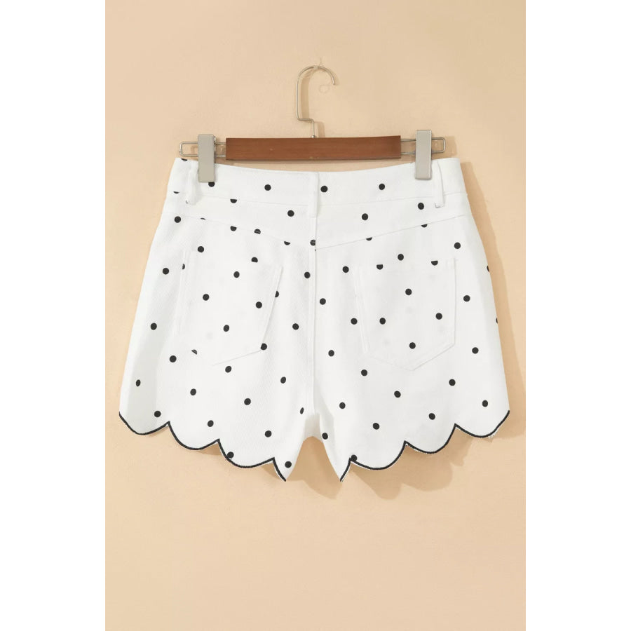 Polka Dot Scalloped Hem Shorts Apparel and Accessories