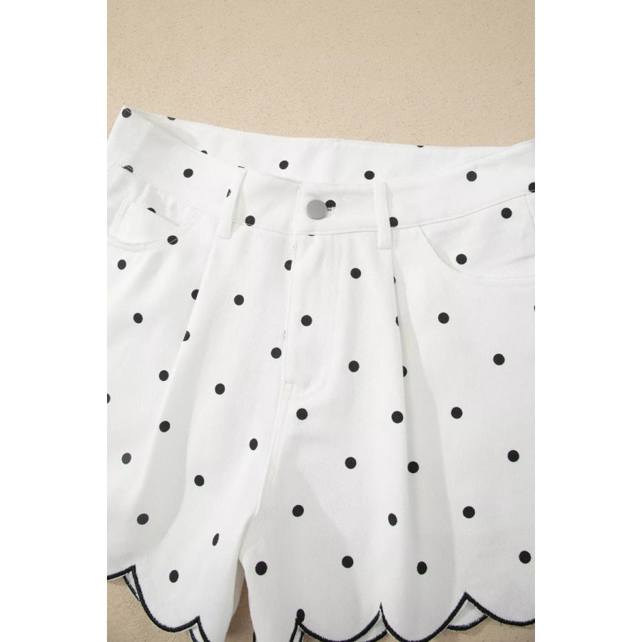 Polka Dot Scalloped Hem Shorts Apparel and Accessories