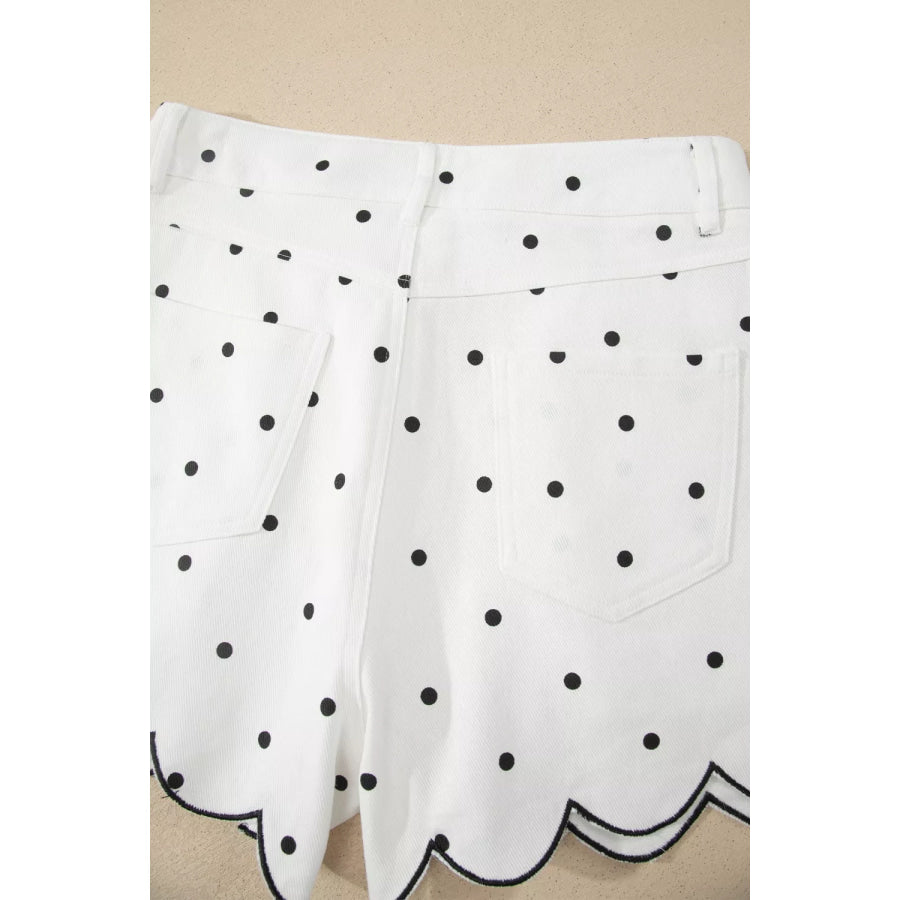 Polka Dot Scalloped Hem Shorts Apparel and Accessories