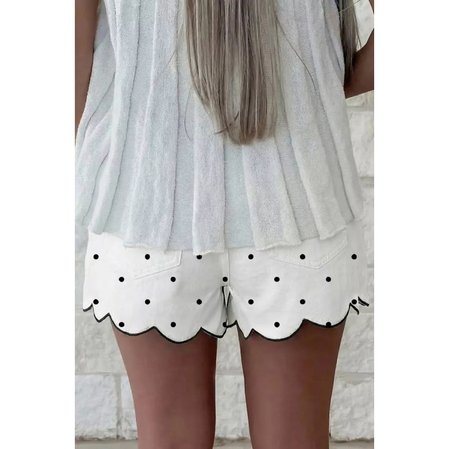Polka Dot Scalloped Hem Shorts Apparel and Accessories